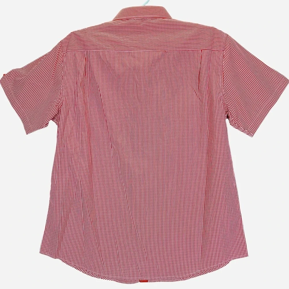 Bohio Men's Shirt Size 1X Short Sleeve Button Up Red/White Gingham Pattern NWT